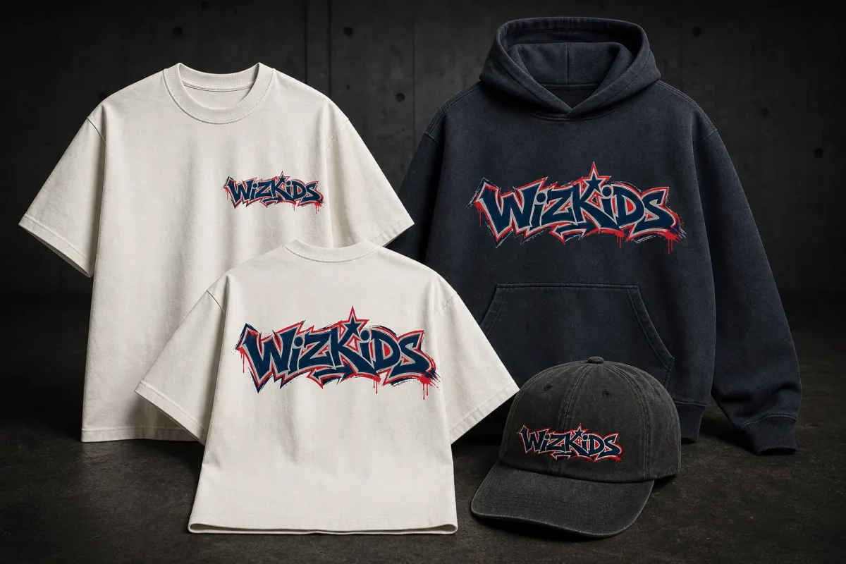Graffiti B ivory tee, midnight hoodie and dad hat concept family